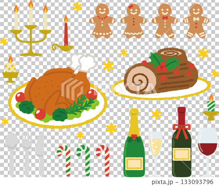 聖誕節食品飲料插畫集 聖誕節食品飲料插畫集 133093796