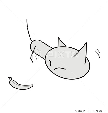 バナナに興味を示す猫 133093860