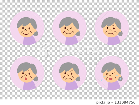 Grandma's facial expression set 133094756