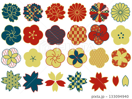いろんな和柄の花セット 大正ロマン いろんな和柄の花セット 大正ロマン 133094940