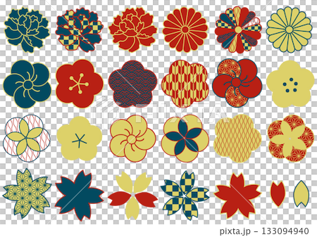 いろんな和柄の花セット 大正ロマン いろんな和柄の花セット 大正ロマン 133094940