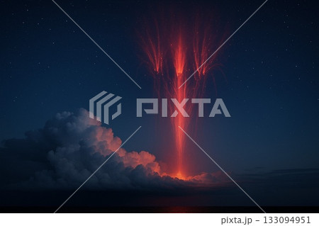 スプライト（自然現象）：夜空に現れた赤い超高層雷放電 133094951