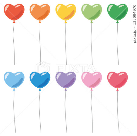 様々な形のハート形の風船アイコンのベクターイラストのセット 133094970