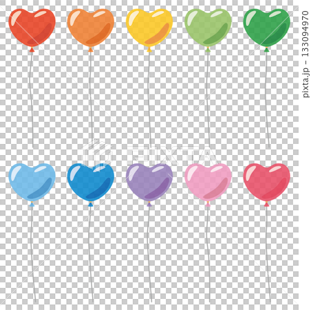 様々な形のハート形の風船アイコンのベクターイラストのセット 133094970