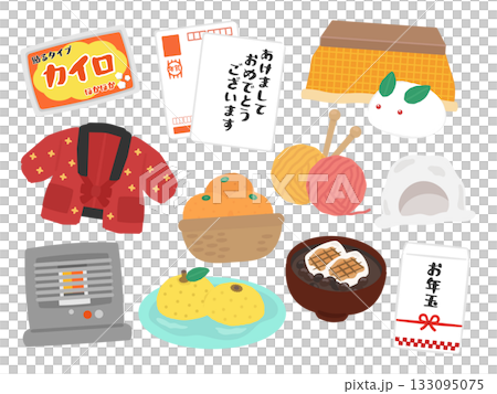 Winter material illustration set 133095075