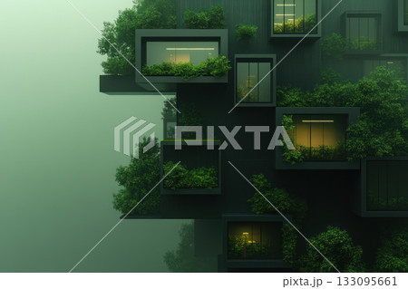 Digital concept of organic growth in an urban environment, ecourbanism, green cities 133095661