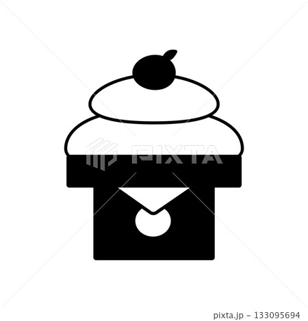 鏡餅のモノクロイラスト　年賀状2026　お正月・縁起物素材 133095694