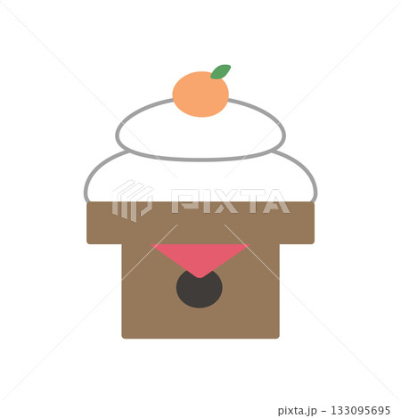 シンプルな鏡餅のイラスト　年賀状2026　お正月・縁起物素材 133095695