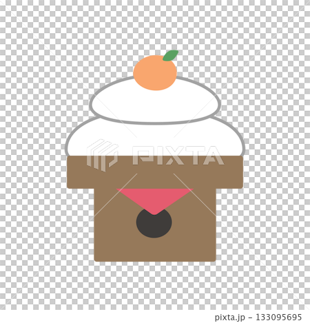 簡單的鏡餅（年糕）插圖，2026年新年賀卡/吉祥物素材 133095695