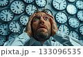 A person stressed by time management, juggling multiple tasks and schedules 133096535