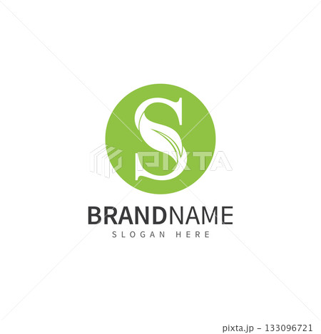 green leaf with letter s logo icon vector design template concept 133096721