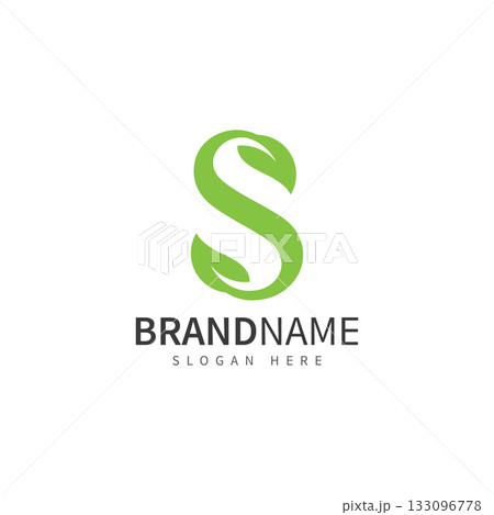 green leaf with letter s logo icon vector design template concept 133096778