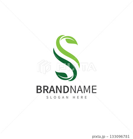 green leaf with letter s logo icon vector design template concept green leaf with letter s logo icon vector design template concept 133096781