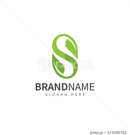 green leaf with letter s logo icon vector design template concept 133096782