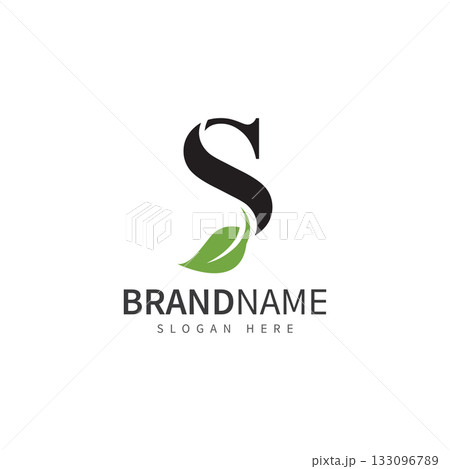 green leaf with letter s logo icon vector design template concept green leaf with letter s logo icon vector design template concept 133096789