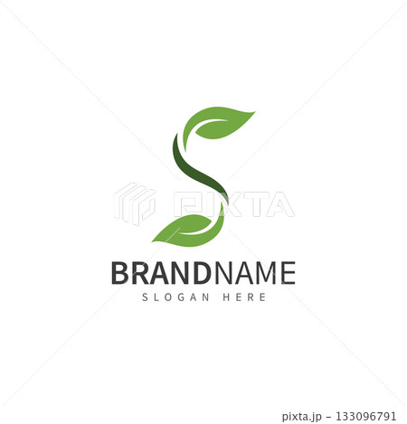 green leaf with letter s logo icon vector design template concept green leaf with letter s logo icon vector design template concept 133096791