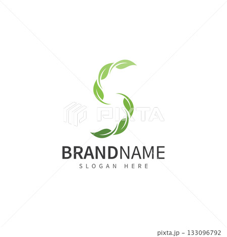 green leaf with letter s logo icon vector design template concept green leaf with letter s logo icon vector design template concept 133096792