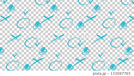 A pattern background of circles, check marks, and cross marks. A simple hand-drawn pattern background. 133097765