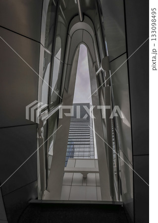 Oct 29 2025 Dramatic Modern Architecture: Glass and Steel Atrium View Between Oct 29 2025 Dramatic Modern Architecture: Glass and Steel Atrium View Between 133098495