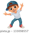 fun hip hop boy cartoon pointing finger 133098557