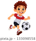red hair boy playing soccer foot ball 133098558
