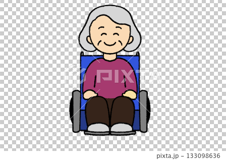 Smiling grandmother in a wheelchair 133098636