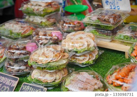 Seafood, Chonburi, fishing village, selling products from the sea, from the villagers to the buyers, Chonburi, Thailand, 5/9/2025 133098731