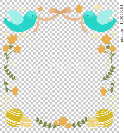 橙色絲帶和鳥形邊框 橙色絲帶和鳥形邊框 133099161