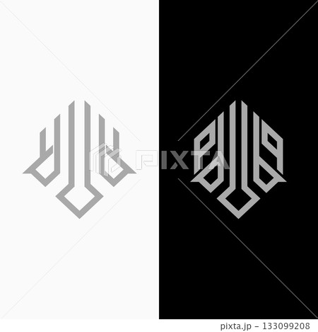 Mosaic ornament pattern motif decor emblem seamless like initial B or BP font logo design graphic concept creative premium vector stock image top sell 133099208