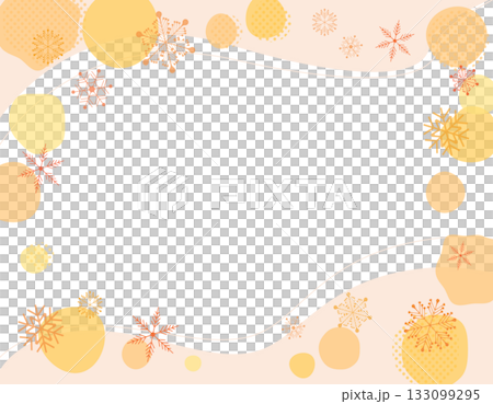 Snowflake wave design frame, yellow Snowflake wave design frame, yellow 133099295