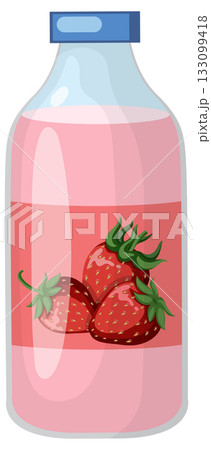 Strawberry Flavored Drink Bottle Vector Illustration Strawberry Flavored Drink Bottle Vector Illustration 133099418