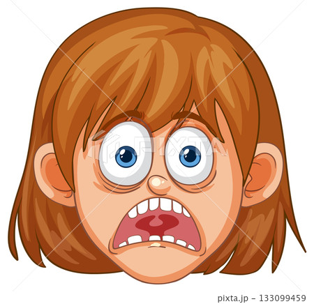 Cartoon Girl With Shocked Facial Expression 133099459
