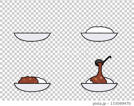 咖哩盛放在盤子裡的插圖 133099470