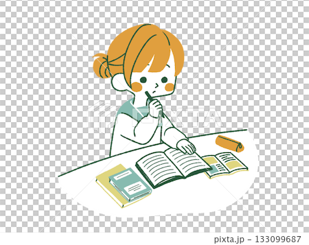 女學生學習－4種顏色 133099687