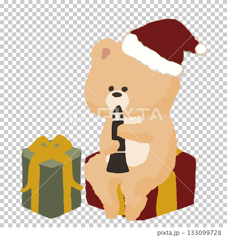 冬の音楽会でクラリネットを演奏するクマ|ほっこりかわいい冬の動物イラスト 冬の音楽会でクラリネットを演奏するクマ|ほっこりかわいい冬の動物イラスト 133099728