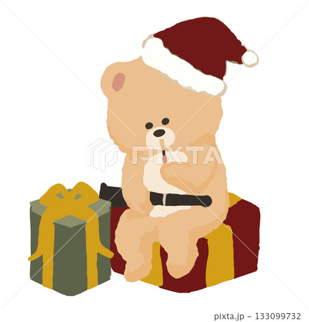 冬の音楽会でオーボエを演奏するクマ|サンタ帽のかわいい動物イラスト 冬の音楽会でオーボエを演奏するクマ|サンタ帽のかわいい動物イラスト 133099732