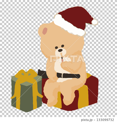冬の音楽会でオーボエを演奏するクマ|サンタ帽のかわいい動物イラスト 冬の音楽会でオーボエを演奏するクマ|サンタ帽のかわいい動物イラスト 133099732