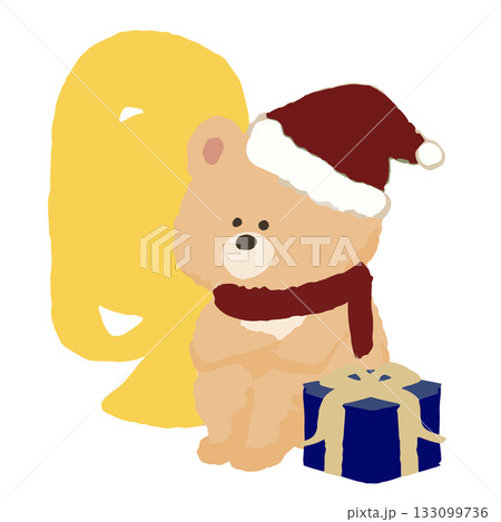 冬の音楽会でチューバを演奏するクマ|かわいいサンタ帽の冬イラスト 冬の音楽会でチューバを演奏するクマ|かわいいサンタ帽の冬イラスト 133099736