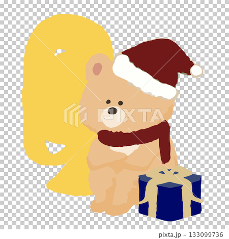 冬の音楽会でチューバを演奏するクマ|かわいいサンタ帽の冬イラスト 冬の音楽会でチューバを演奏するクマ|かわいいサンタ帽の冬イラスト 133099736