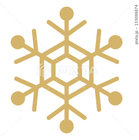 雪の結晶の手描きアイコンイラスト ゴールド 133099874