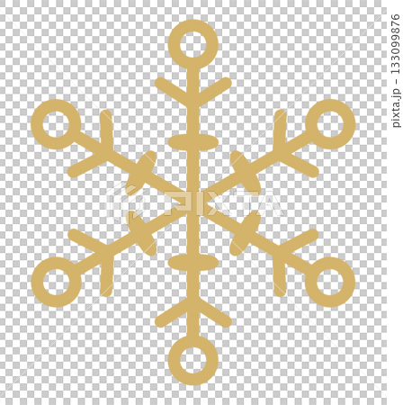 雪の結晶の手描きアイコンイラスト ゴールド 133099876