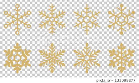 手繪雪花圖示插畫套裝(金色) 手繪雪花圖示插畫套裝(金色) 133099877