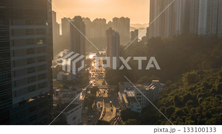 Nov 8 2025 Sunset Over Flyover on Wong Chuk Hang Road 133100133
