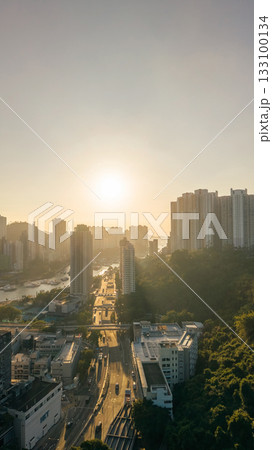 Nov 8 2025 Sunset Over Flyover on Wong Chuk Hang Road 133100134
