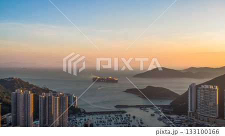 Nov 8 2025 Aberdeen South Typhoon Shelter Boats and Skyline View Nov 8 2025 Aberdeen South Typhoon Shelter Boats and Skyline View 133100166