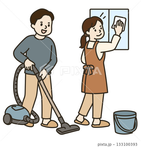 掃除をする男女のイラスト 133100393