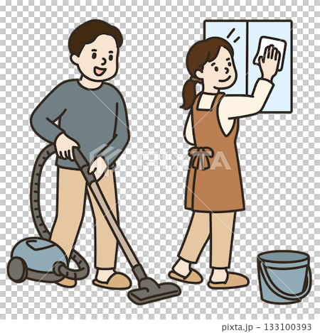 掃除をする男女のイラスト 133100393