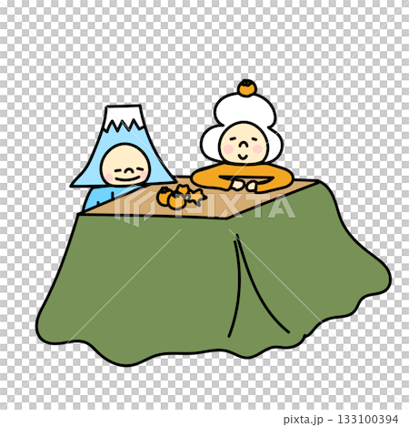 鏡餅和富士山在暖桌的插圖 鏡餅和富士山在暖桌的插圖 133100394