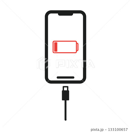 スマホの充電がもうすぐ切れるベクターイラスト 133100657