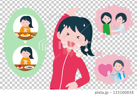 SDGs3　健康維持を心がけるダイエットを頑張る女性のイラスト 133100838